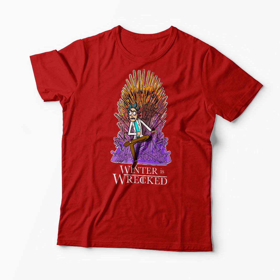Tricou Rick Sanchez Winter is Wrecked - Bărbați-Roșu