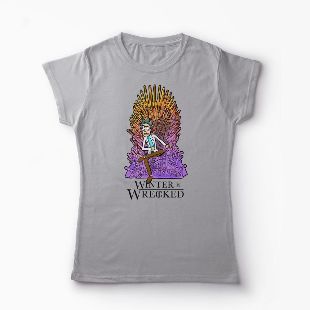 Tricou Rick Sanchez Winter is Wrecked - Femei-Gri