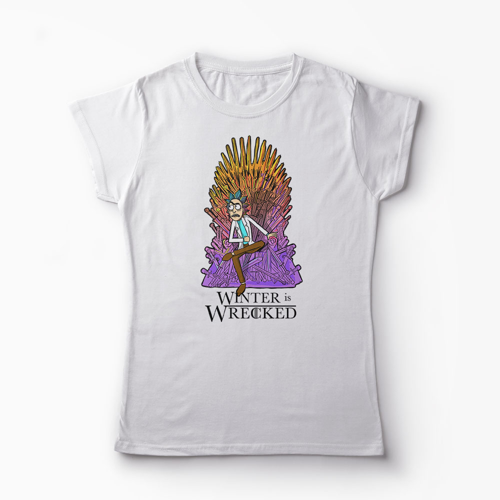 Tricou Rick Sanchez Winter is Wrecked - Femei-Alb