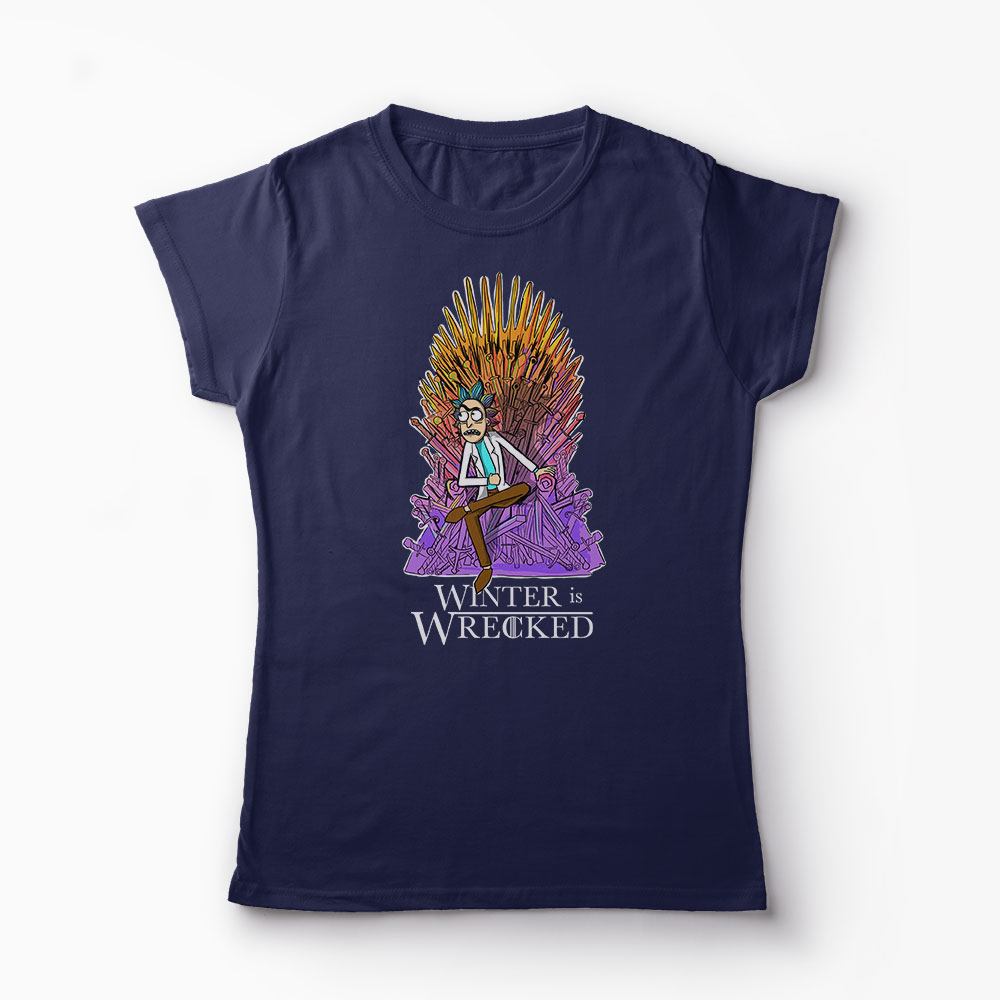 Tricou Rick Sanchez Winter is Wrecked - Femei-Bleumarin