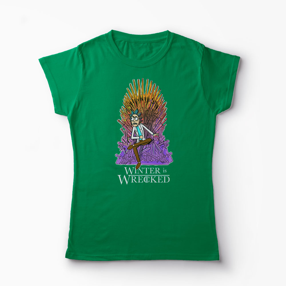 Tricou Rick Sanchez Winter is Wrecked - Femei-Verde