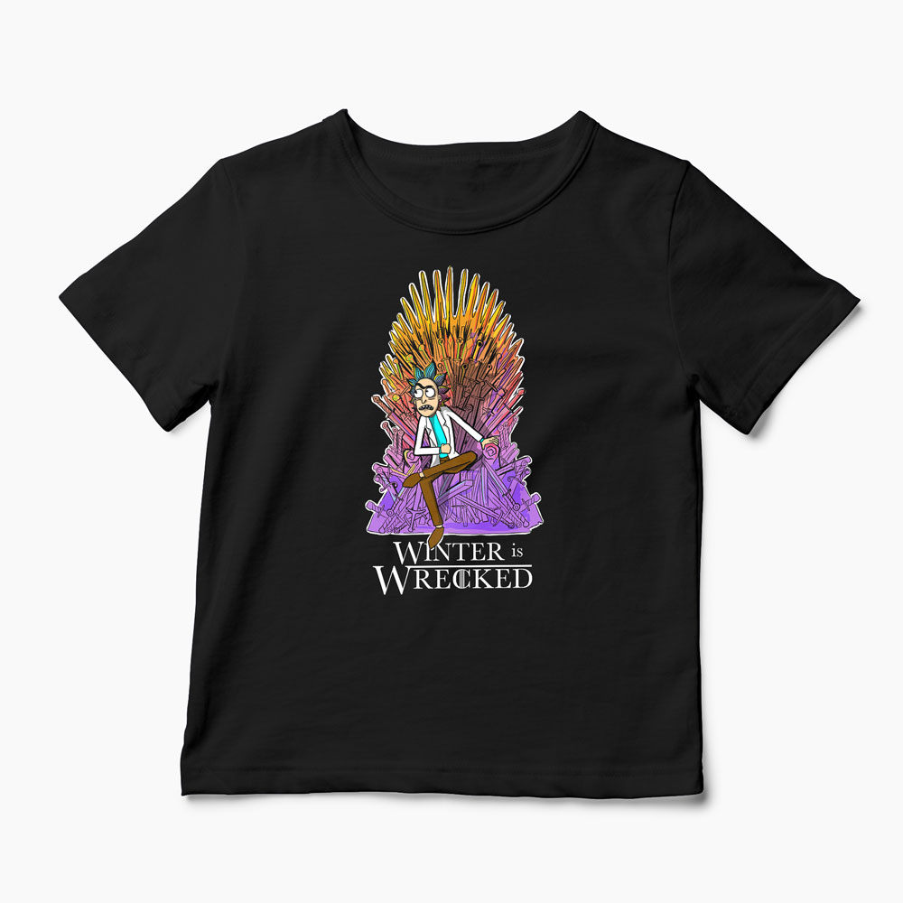 Tricou Rick Sanchez Winter is Wrecked - Copii-Negru