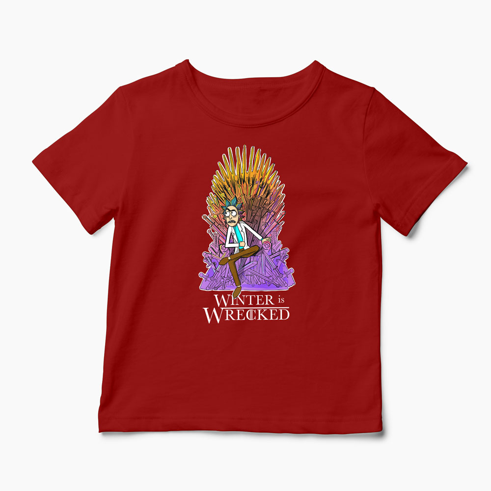 Tricou Rick Sanchez Winter is Wrecked - Copii-Roșu