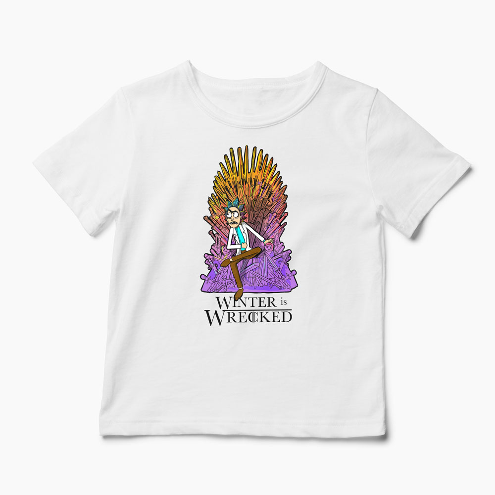 Tricou Rick Sanchez Winter is Wrecked - Copii-Alb