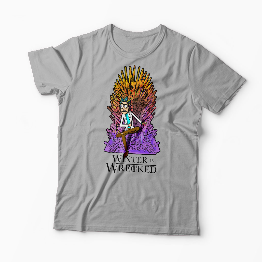 Tricou Rick Sanchez Winter is Wrecked - Bărbați-Gri