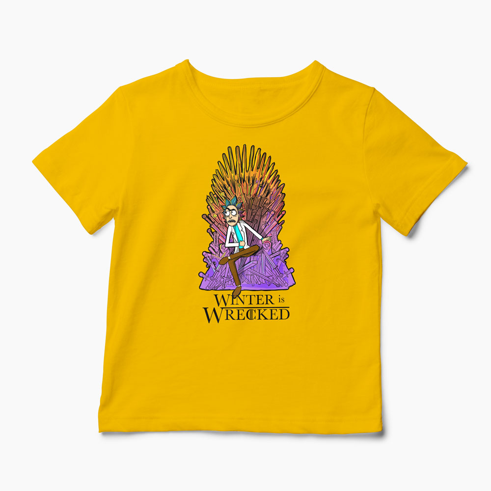 Tricou Rick Sanchez Winter is Wrecked - Copii-Galben