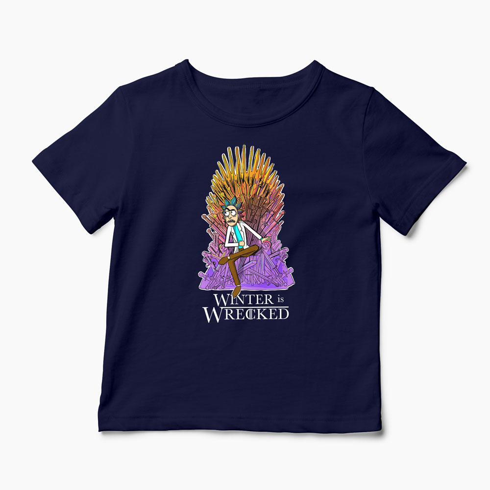 Tricou Rick Sanchez Winter is Wrecked - Copii-Bleumarin