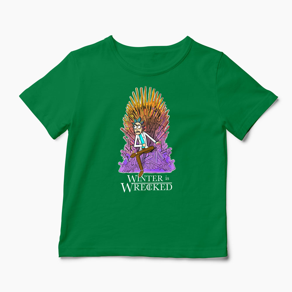 Tricou Rick Sanchez Winter is Wrecked - Copii-Verde