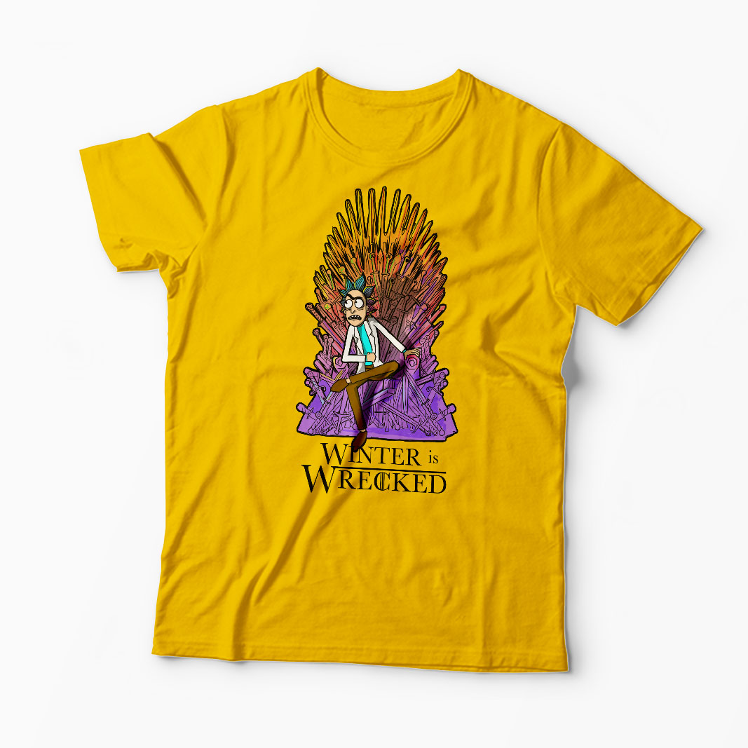 Tricou Rick Sanchez Winter is Wrecked - Bărbați-Galben