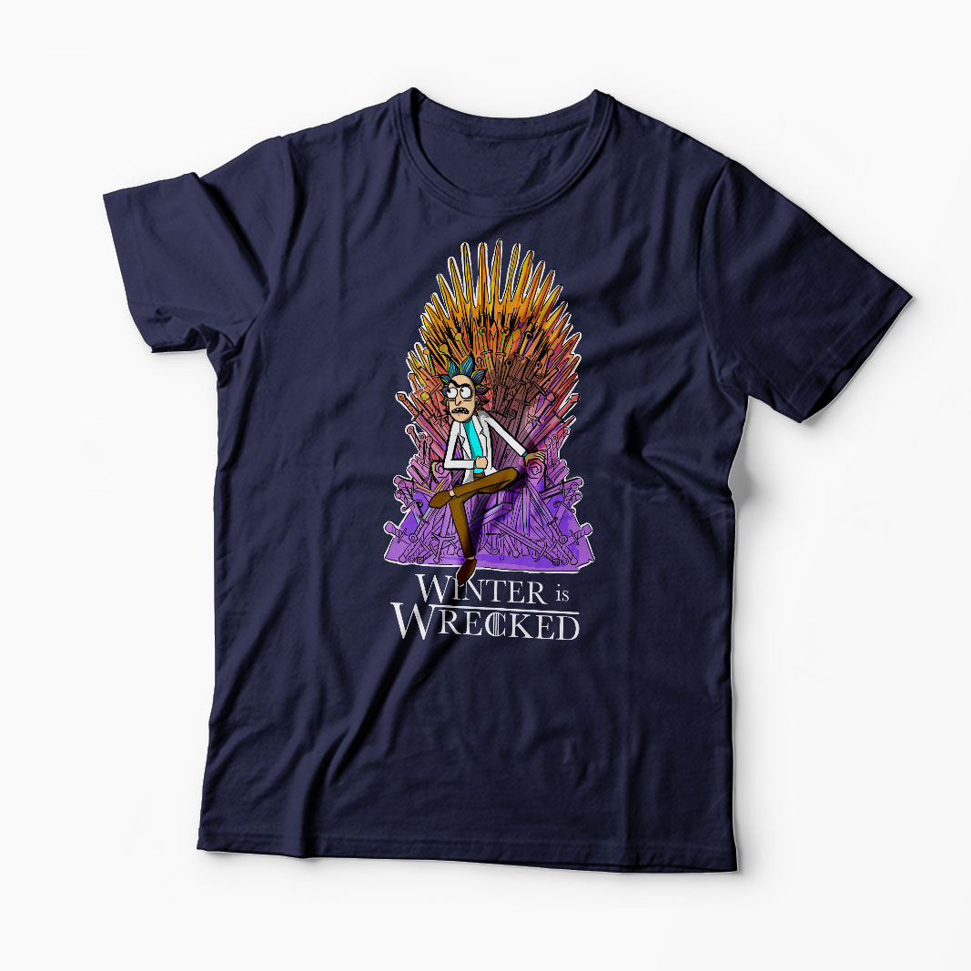 Tricou Rick Sanchez Winter is Wrecked - Bărbați-Bleumarin