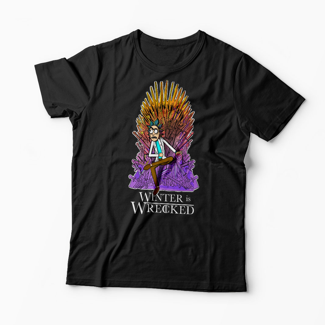 Tricou Rick Sanchez Winter is Wrecked - Bărbați-Negru