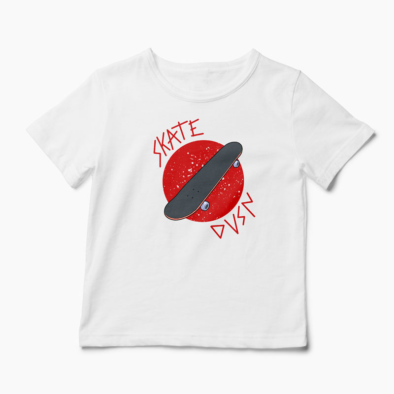 Tricou Skateboard Division - Copii-Alb