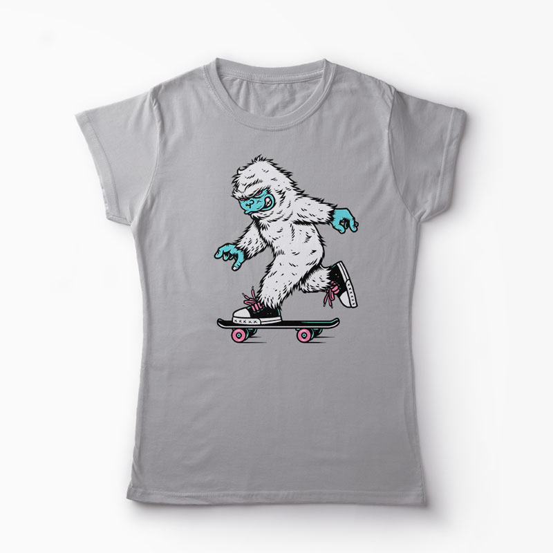 Tricou Skateboarding Yeti - Femei-Gri