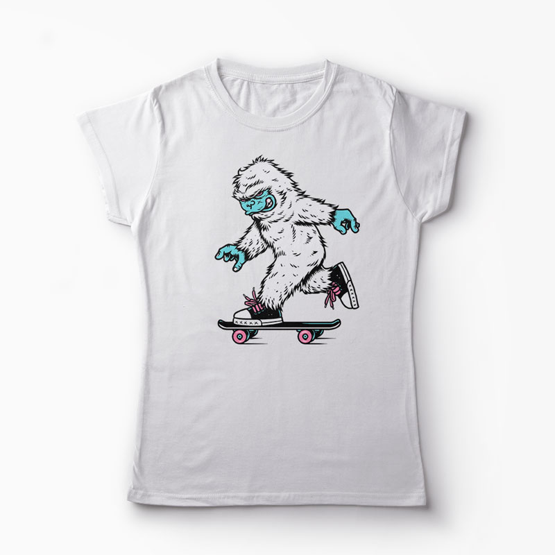 Tricou Skateboarding Yeti - Femei-Alb