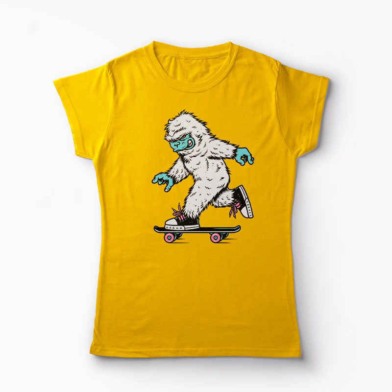 Tricou Skateboarding Yeti - Femei-Galben
