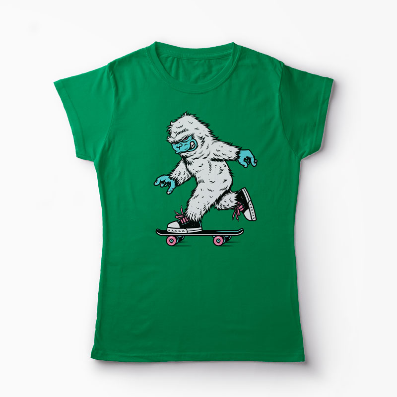 Tricou Skateboarding Yeti - Femei-Verde