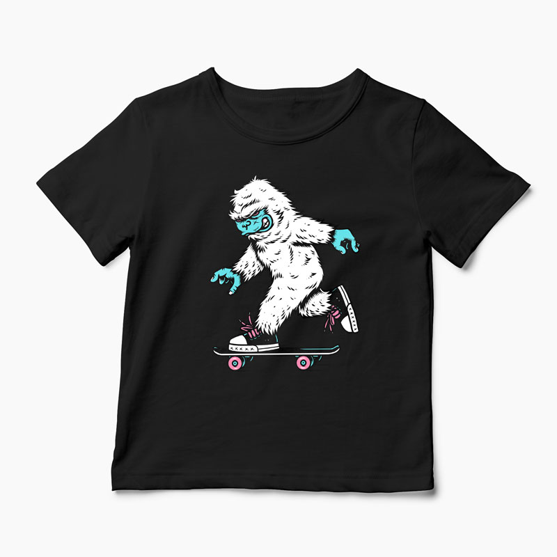 Tricou Skateboarding Yeti - Copii-Negru