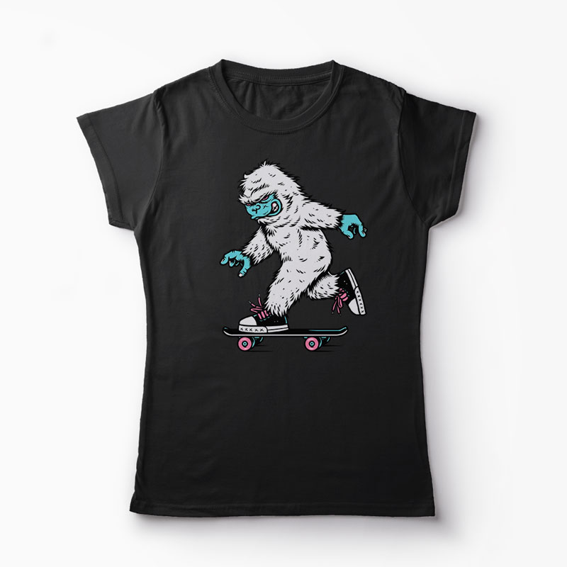 Tricou Skateboarding Yeti - Femei-Negru
