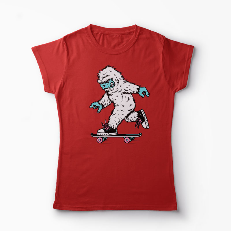 Tricou Skateboarding Yeti - Femei-Roșu