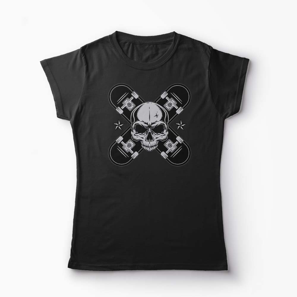 Tricou Skater Skull - Femei-Negru