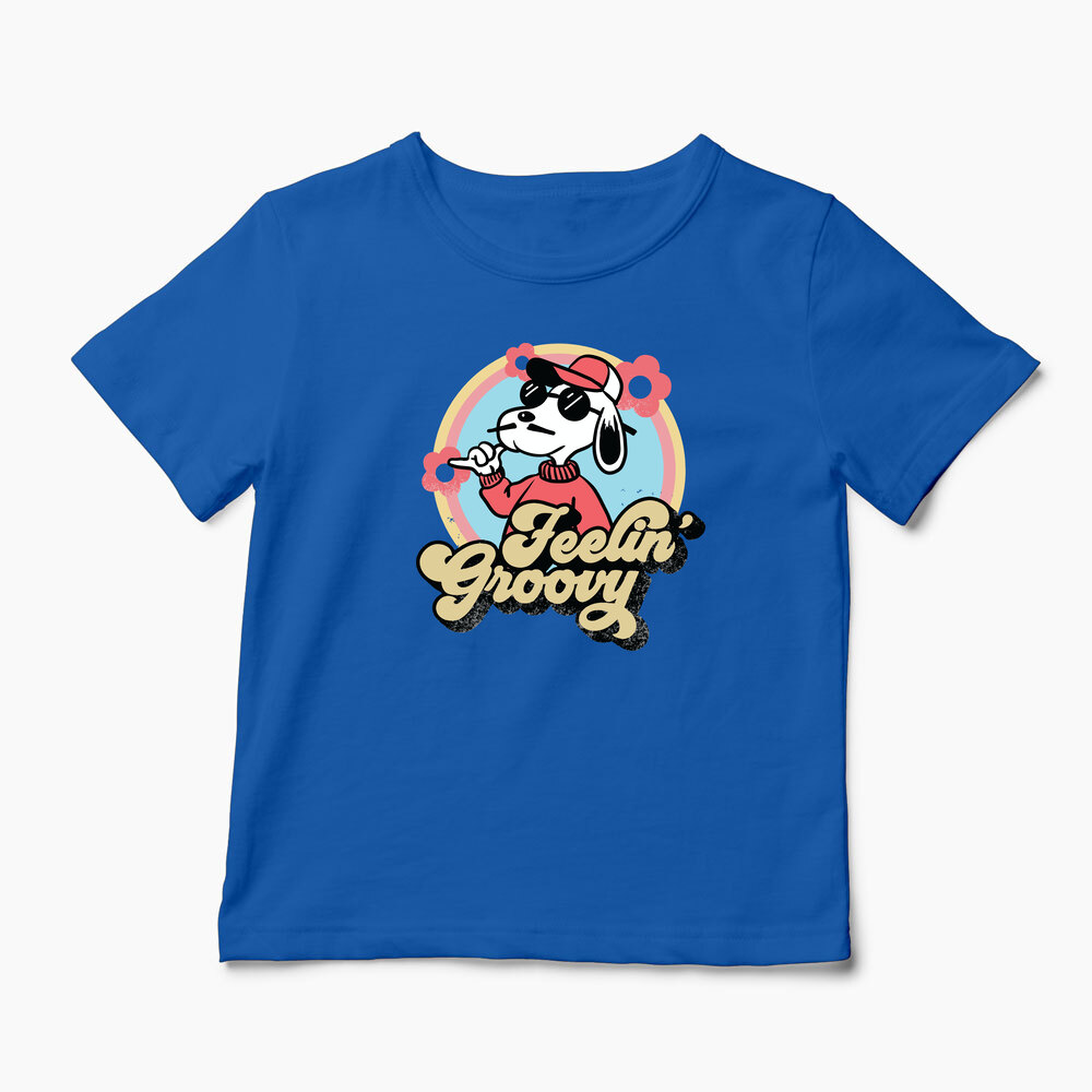 Tricou Snoopy Feelin Groovy Retro - Copii-Albastru Regal