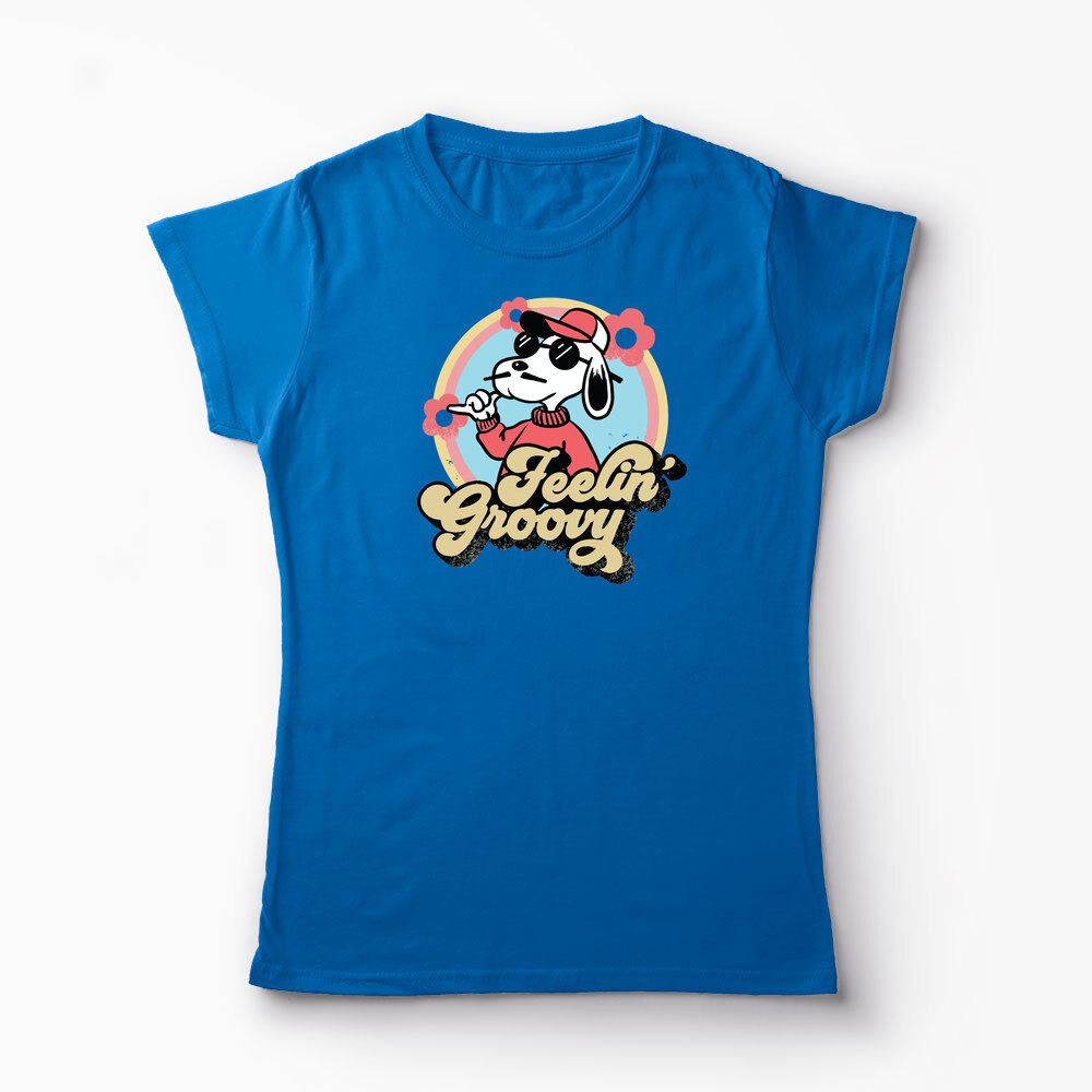 Tricou Snoopy Feelin Groovy Retro - Femei-Albastru Regal