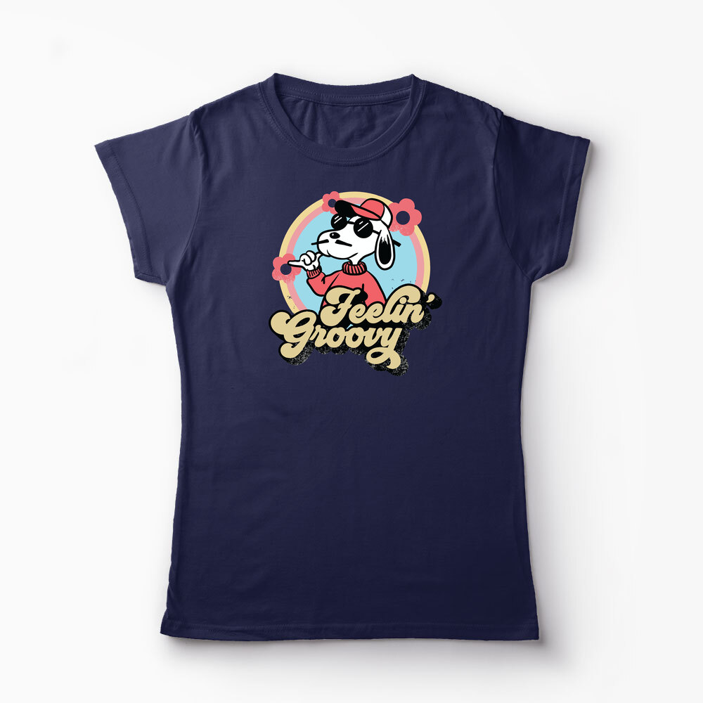 Tricou Snoopy Feelin Groovy Retro - Femei-Bleumarin