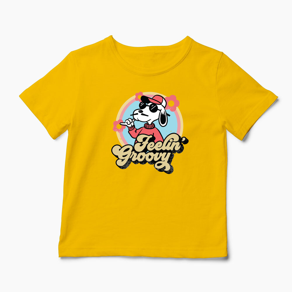 Tricou Snoopy Feelin Groovy Retro - Copii-Galben