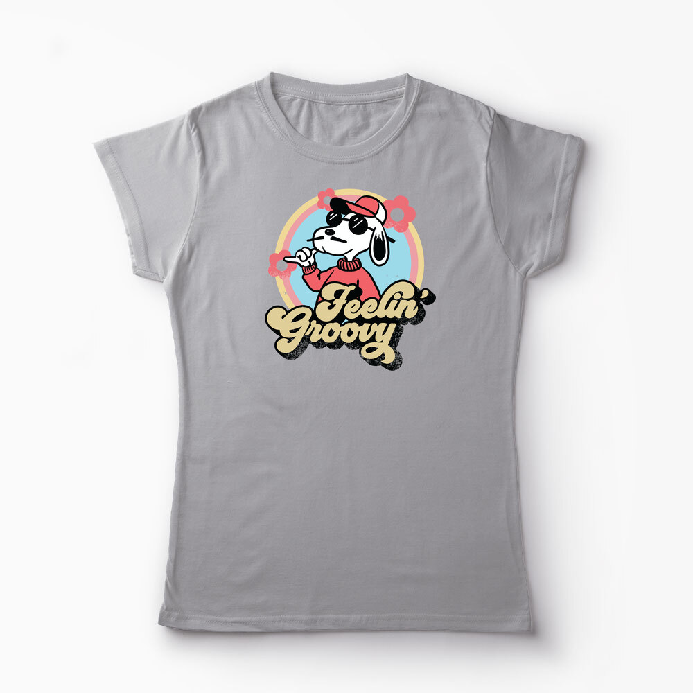 Tricou Snoopy Feelin Groovy Retro - Femei-Gri