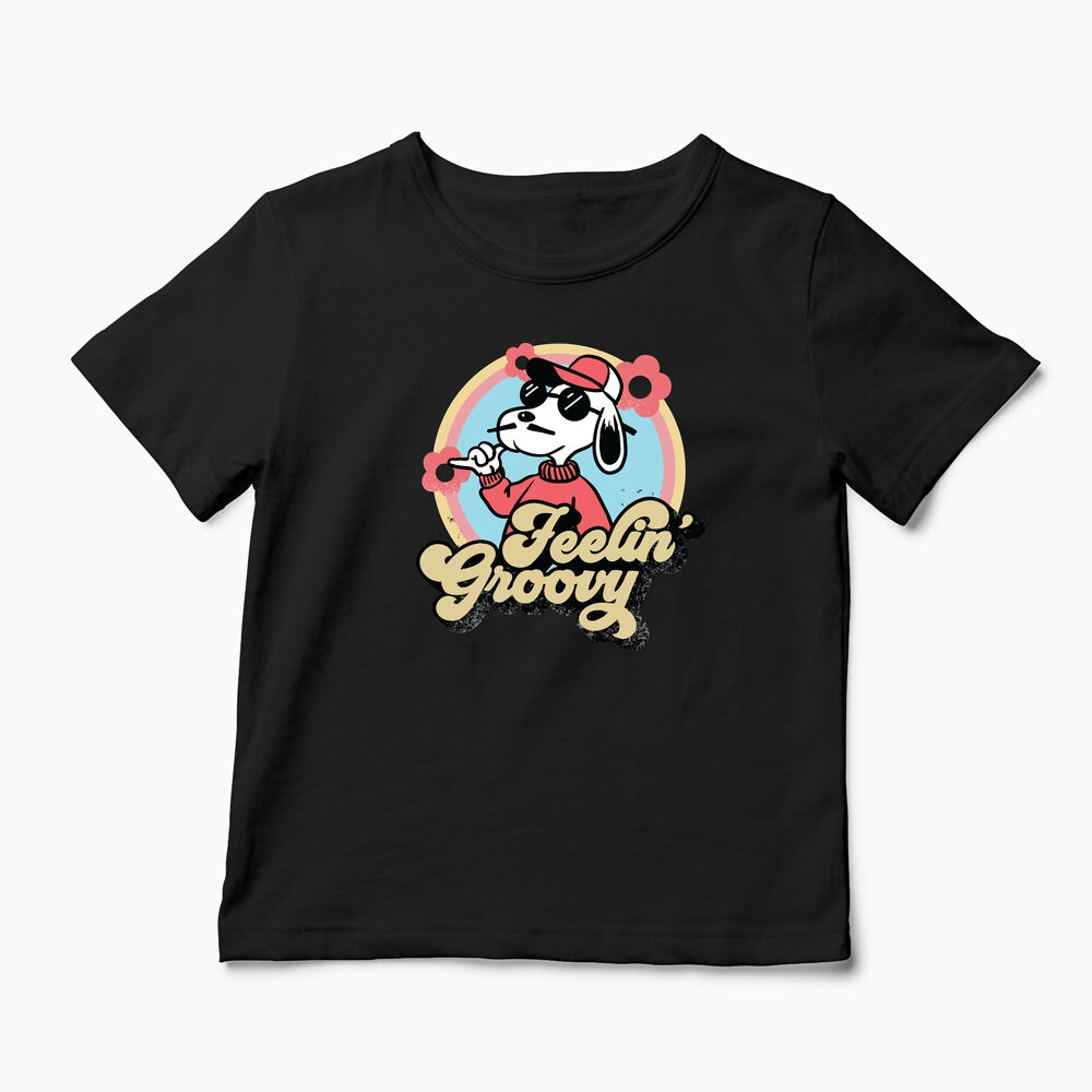 Tricou Snoopy Feelin Groovy Retro - Copii-Negru