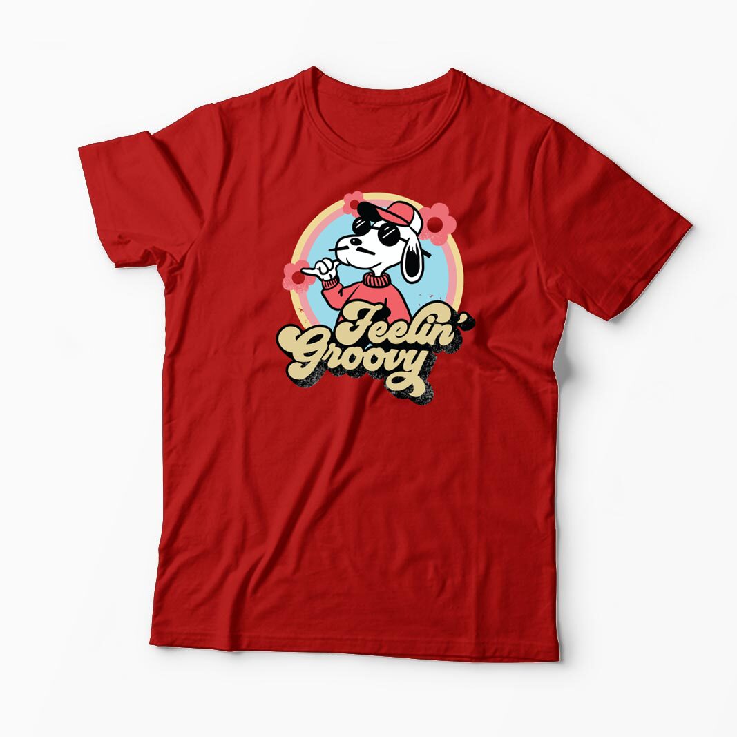 Tricou Snoopy Feelin Groovy Retro - Bărbați-Roșu