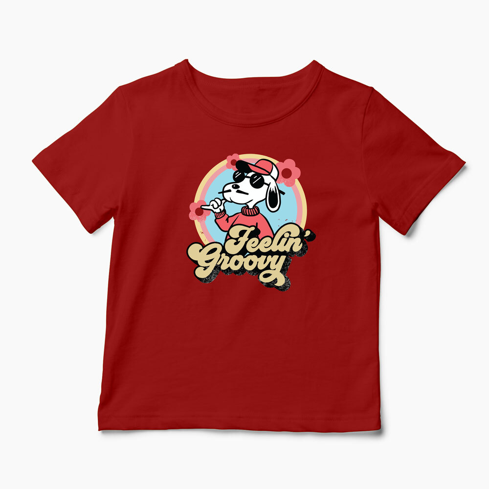 Tricou Snoopy Feelin Groovy Retro - Copii-Roșu