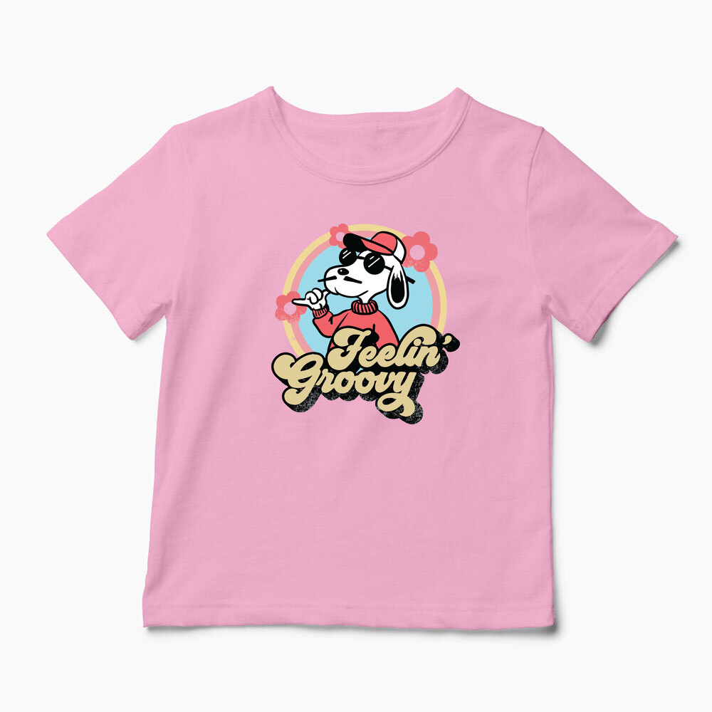 Tricou Snoopy Feelin Groovy Retro - Copii-Roz