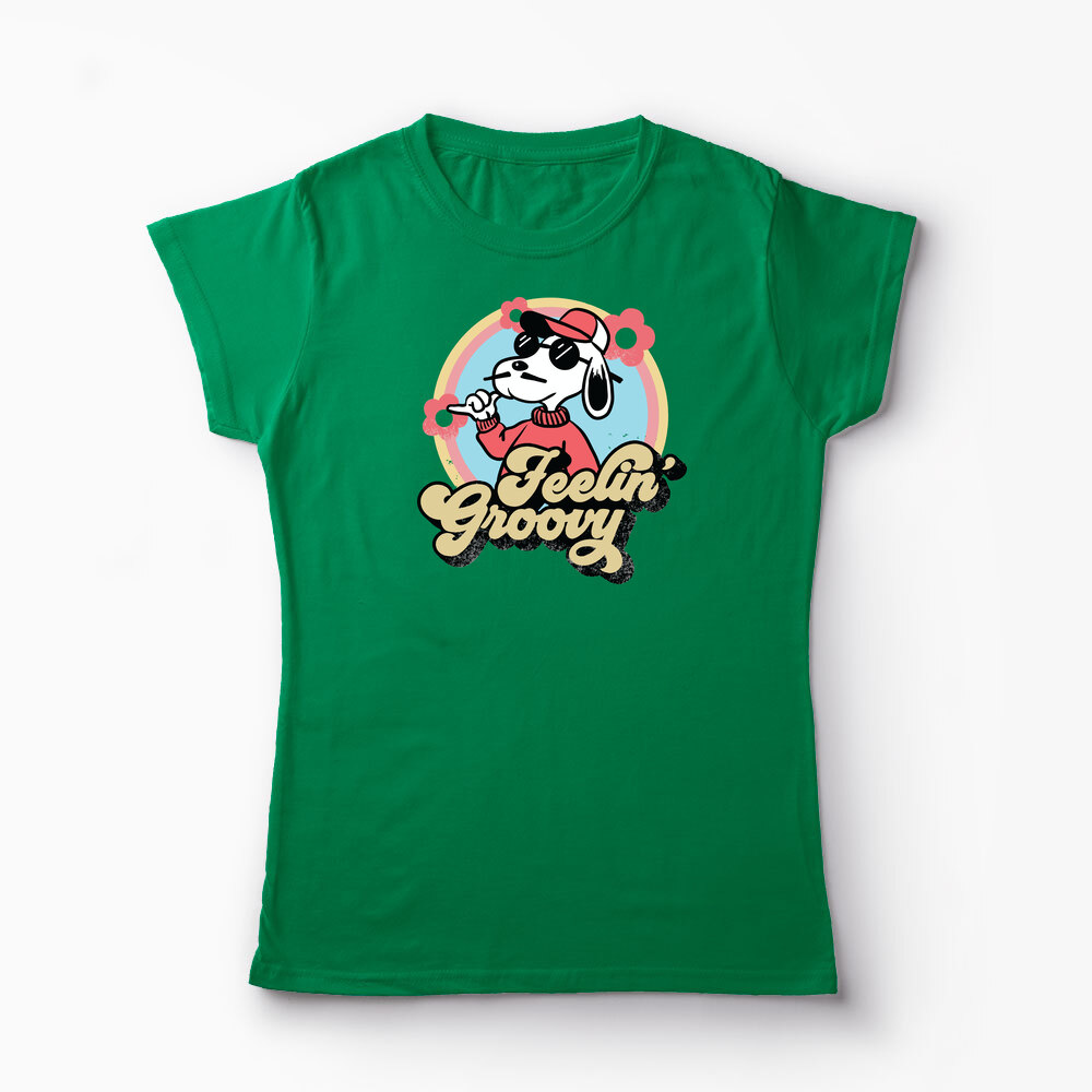 Tricou Snoopy Feelin Groovy Retro - Femei-Verde
