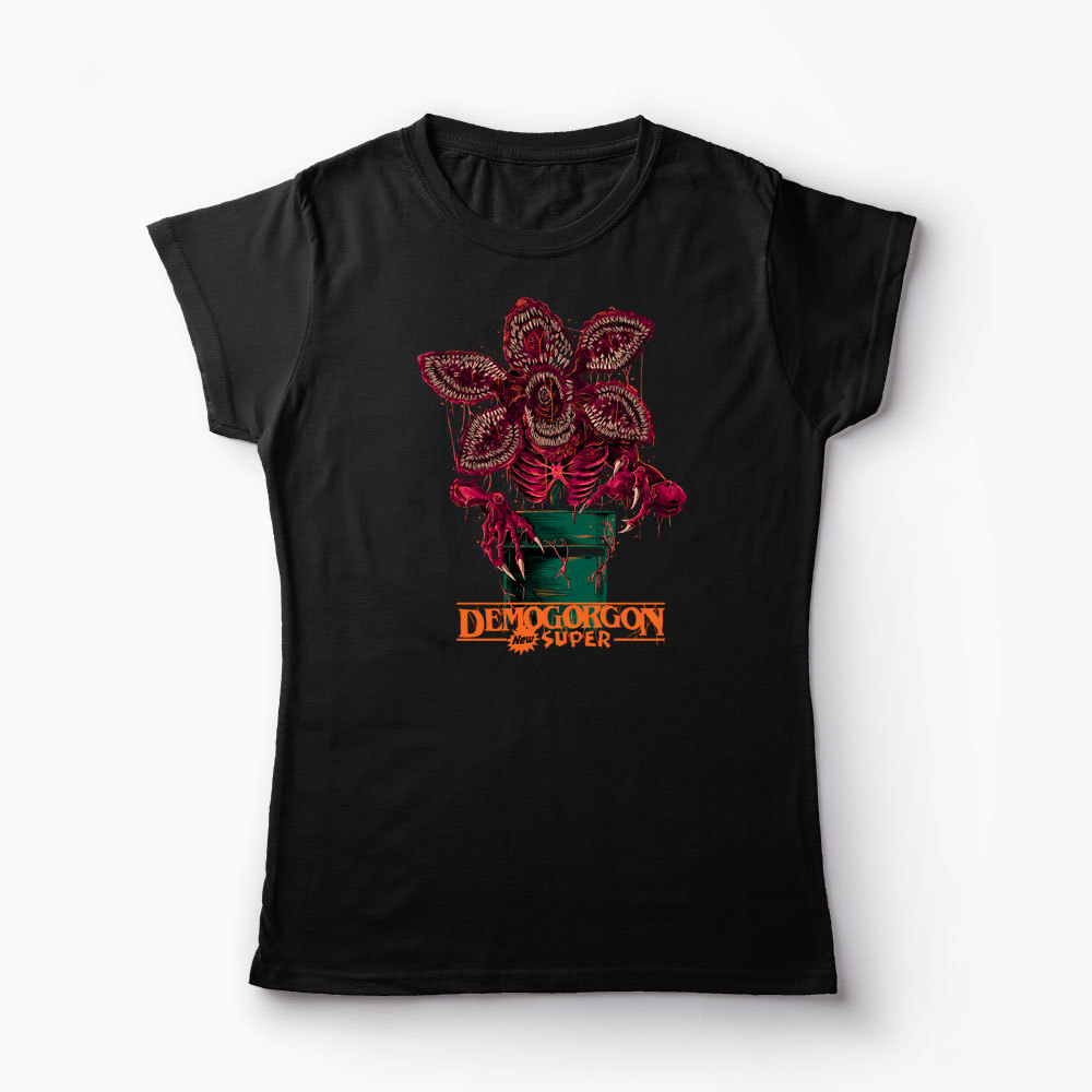 Tricou Stranger Things Demogorgon Super - Femei-Negru
