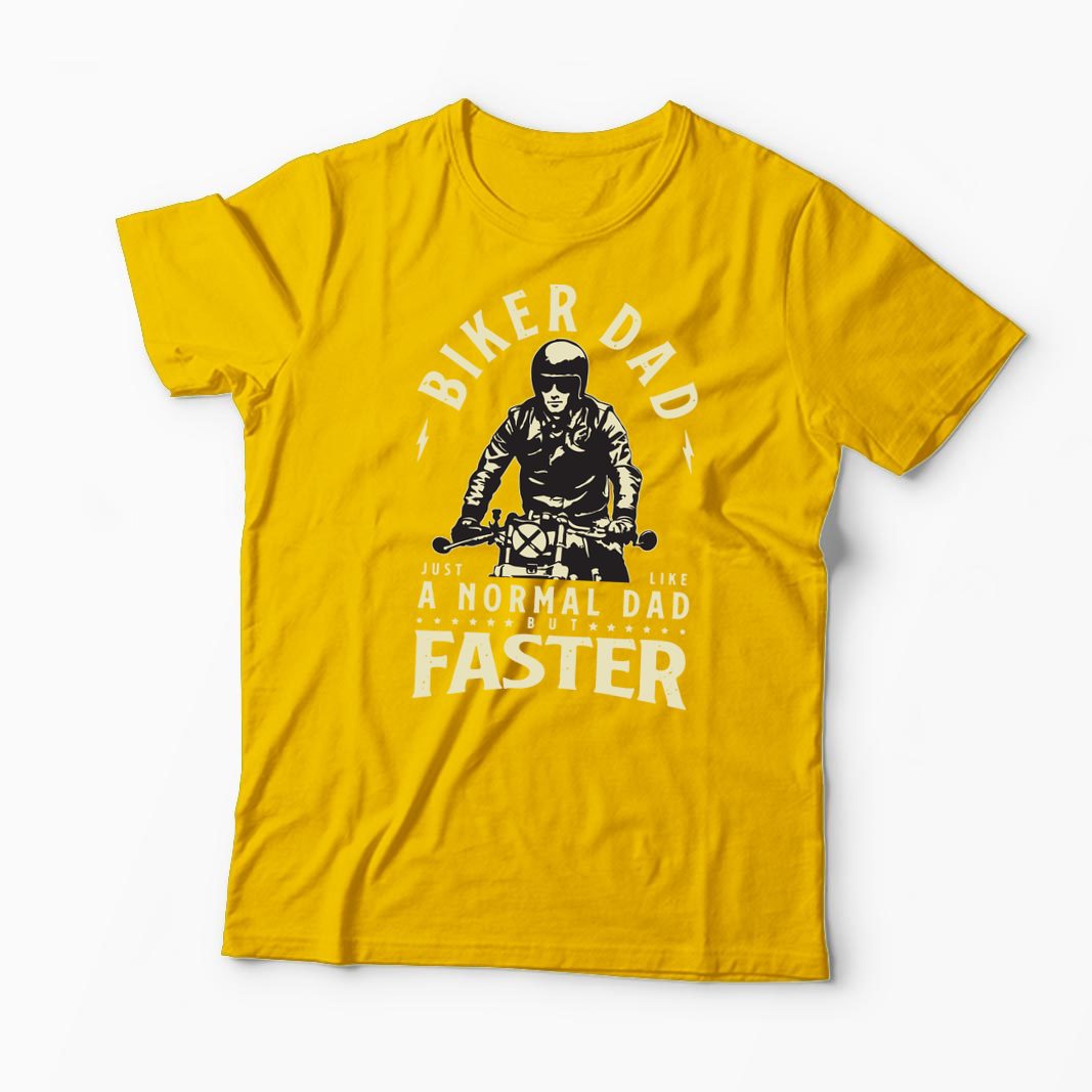 Tricou Tată Motociclist La Fel Ca Un Tată Normal, Dar Mai Rapid - Bărbați-Galben