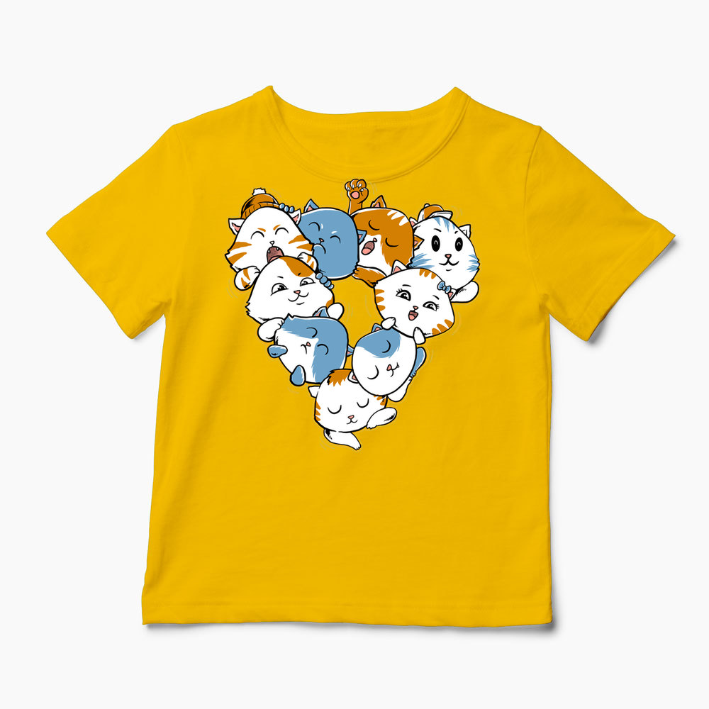 Tricou Triunghi de Pisici - Copii-Galben