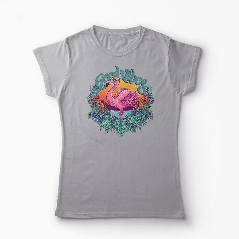 Tricou Tropical Flamingo - Femei-Gri