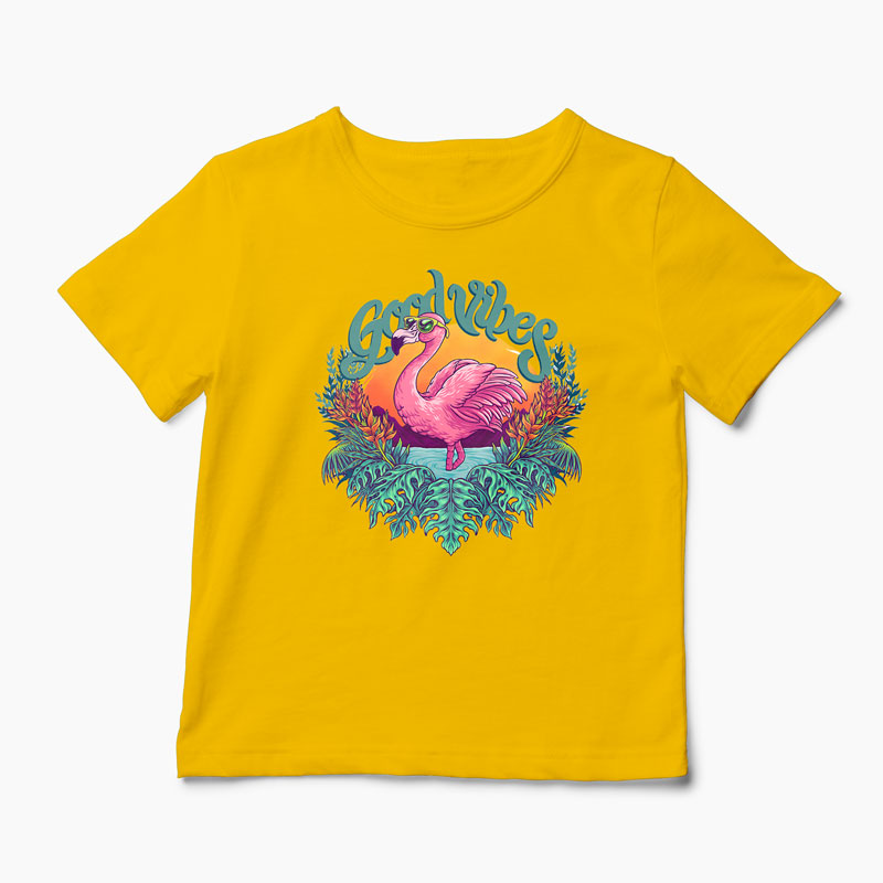 Tricou Tropical Flamingo - Copii-Galben
