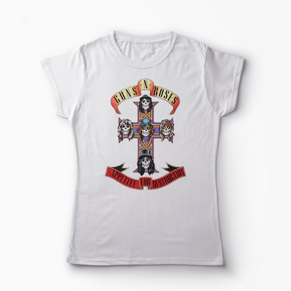 Tricou Trupa Rock - Guns N Roses - Femei-Alb