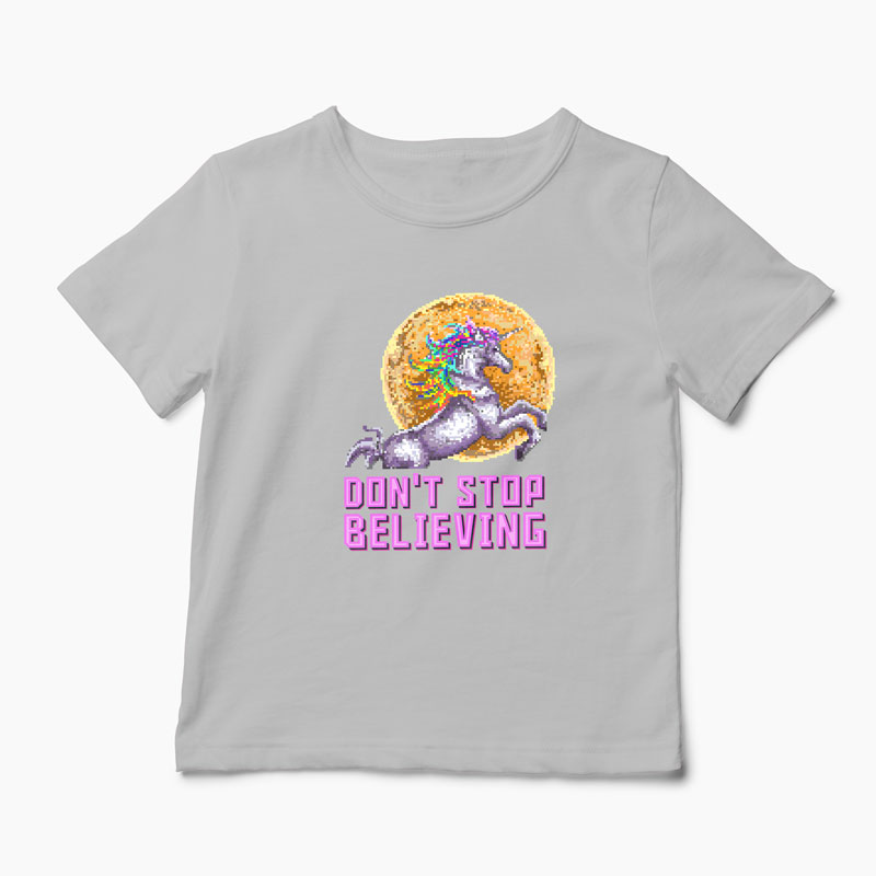 Tricou Unicorn Don't Stop Believing - Copii-Gri