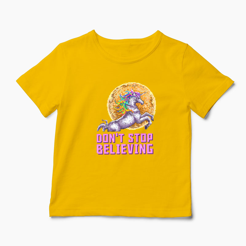 Tricou Unicorn Don't Stop Believing - Copii-Galben
