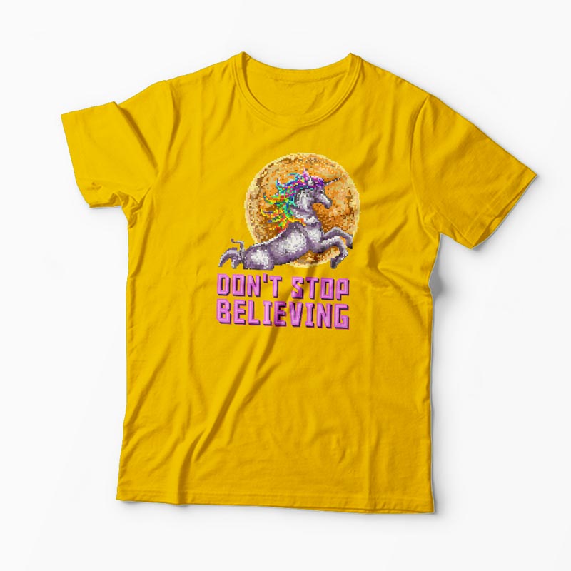 Tricou Unicorn Don't Stop Believing - Bărbați-Galben