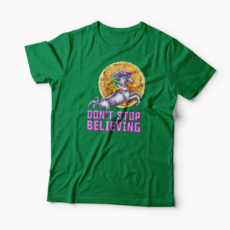 Tricou Unicorn Don't Stop Believing - Bărbați-Verde