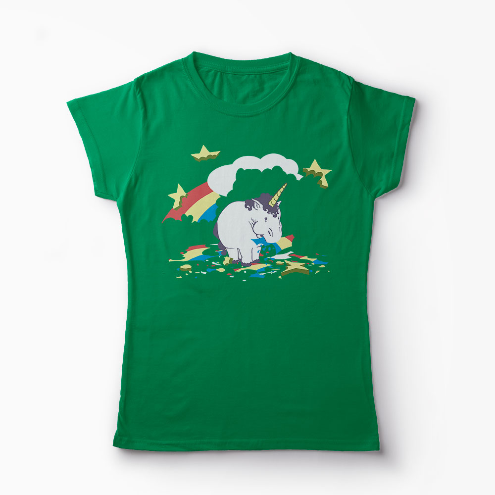 Tricou Unicorn Flămând - Femei-Verde
