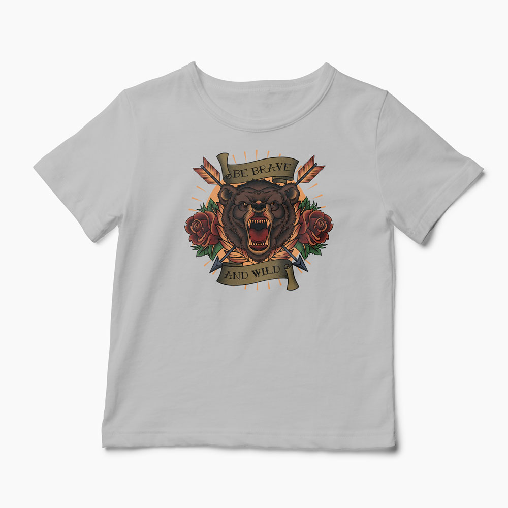 Tricou Urs Be Brave and Wild - Copii-Gri