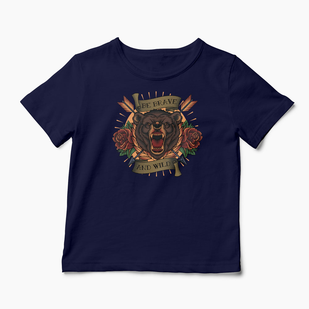 Tricou Urs Be Brave and Wild - Copii-Bleumarin