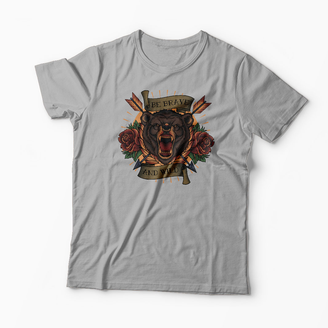Tricou Urs Be Brave and Wild - Bărbați-Gri