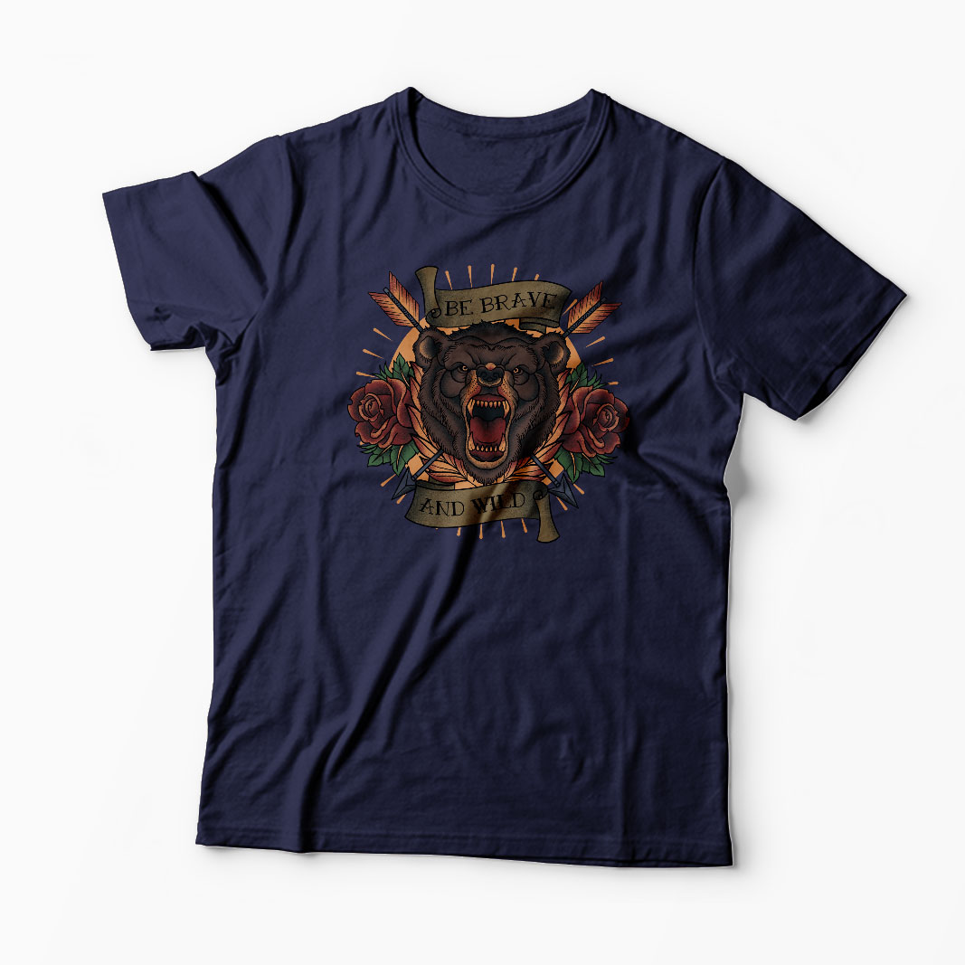 Tricou Urs Be Brave and Wild - Bărbați-Bleumarin
