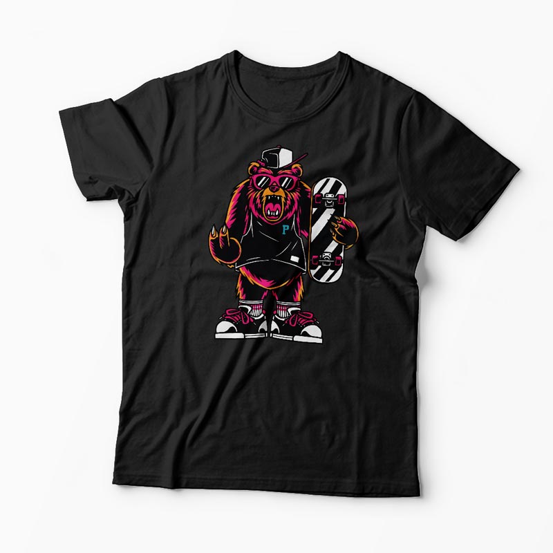Tricou Urs Skateboard - Bărbați-Negru
